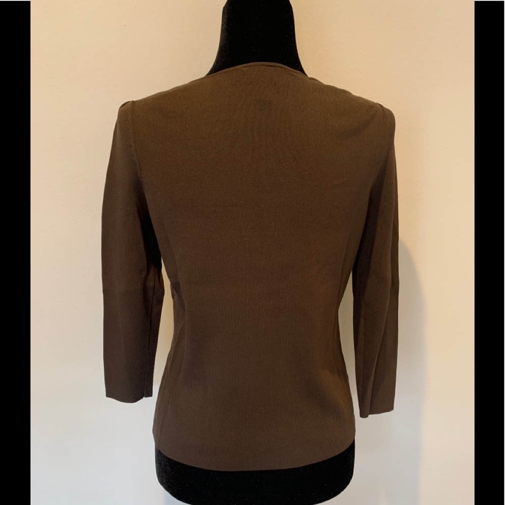 Ann Taylor Loft brown long sleeve scoop neck button down cardigan size XS - Picture 4 of 6